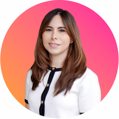 Portrait with woman pink background