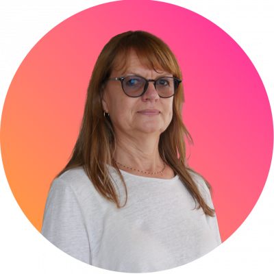 Portrait of a woman with gradient background