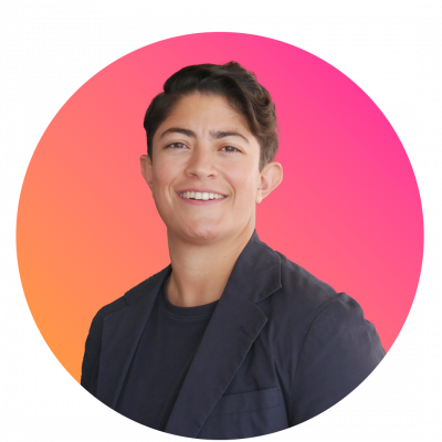 Portrait of woman with gradient background