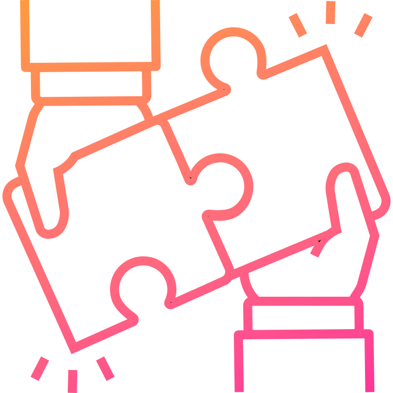 TWO HANds grabbing puzzle pieces