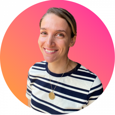 Woman with color gradient in background