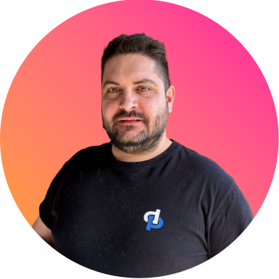 Portrait of man with pink background